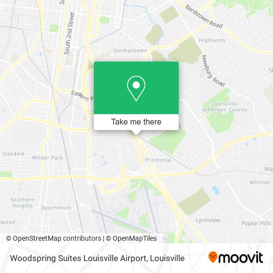Mapa de Woodspring Suites Louisville Airport