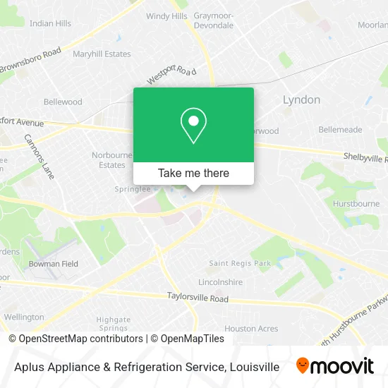 Aplus Appliance & Refrigeration Service map