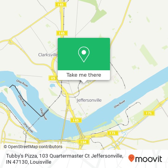 Mapa de Tubby's Pizza, 103 Quartermaster Ct Jeffersonville, IN 47130