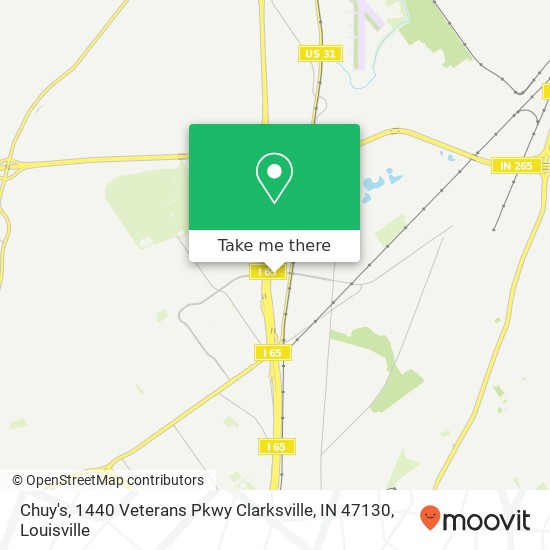 Mapa de Chuy's, 1440 Veterans Pkwy Clarksville, IN 47130