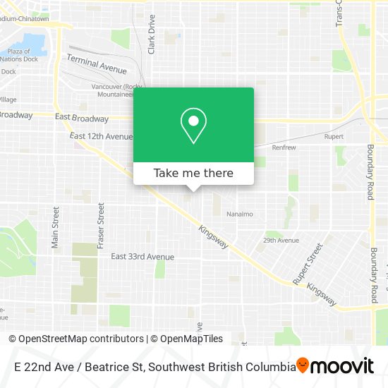 E 22nd Ave / Beatrice St map