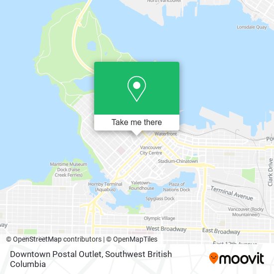 Downtown Postal Outlet map