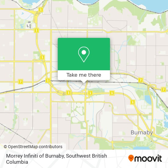 Morrey Infiniti of Burnaby map