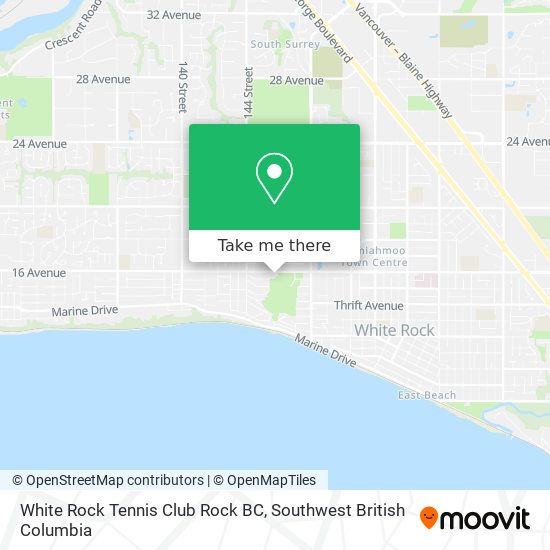 White Rock Tennis Club Rock BC map