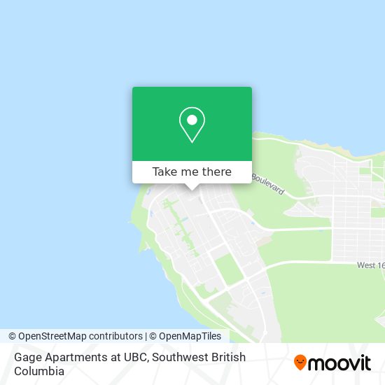 Gage Apartments at UBC map