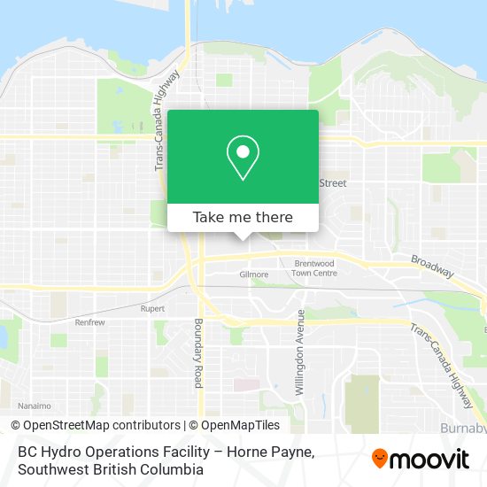 BC Hydro Operations Facility – Horne Payne map