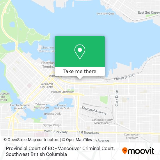Provincial Court of BC - Vancouver Criminal Court map