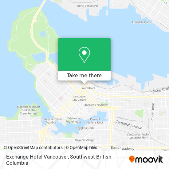 Exchange Hotel Vancouver map