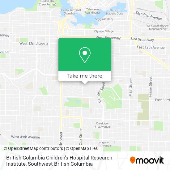 British Columbia Children's Hospital Research Institute map
