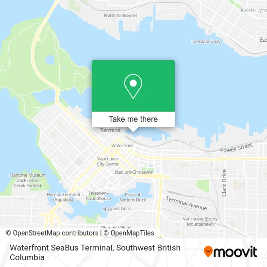Waterfront SeaBus Terminal map