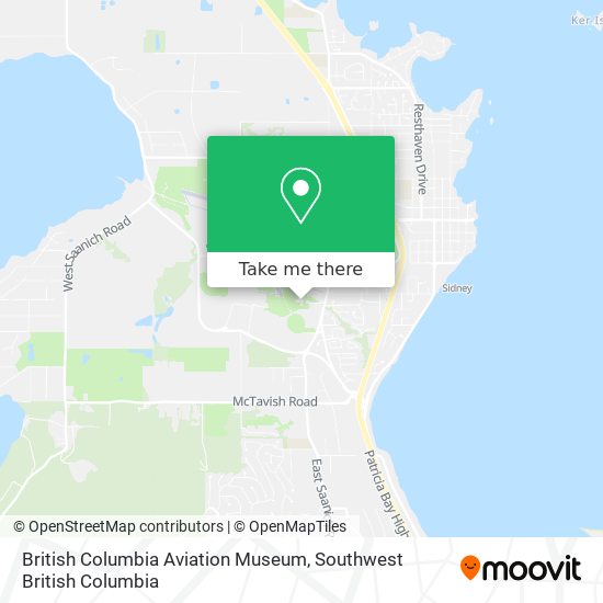 British Columbia Aviation Museum map