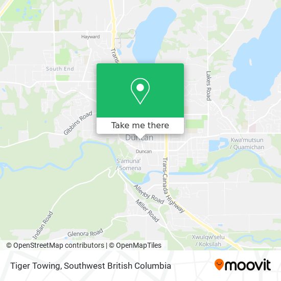 Tiger Towing map