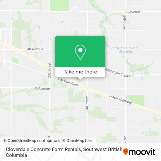 Cloverdale Concrete Form Rentals map