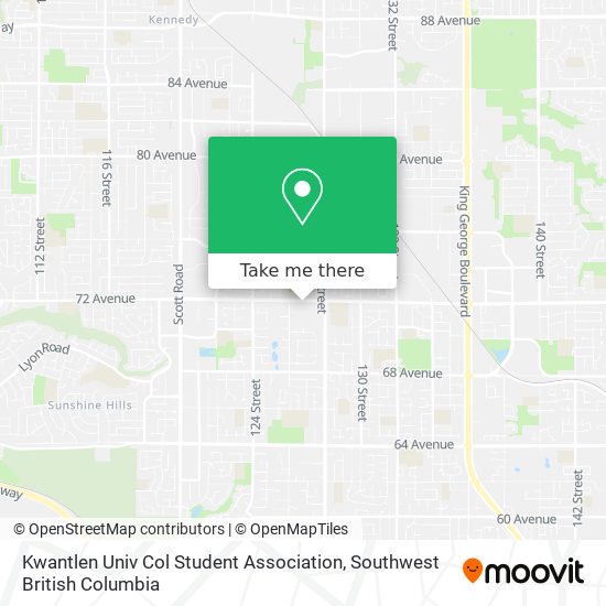 Kwantlen Univ Col Student Association map