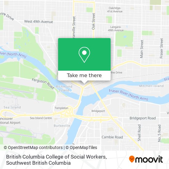 British Columbia College of Social Workers map