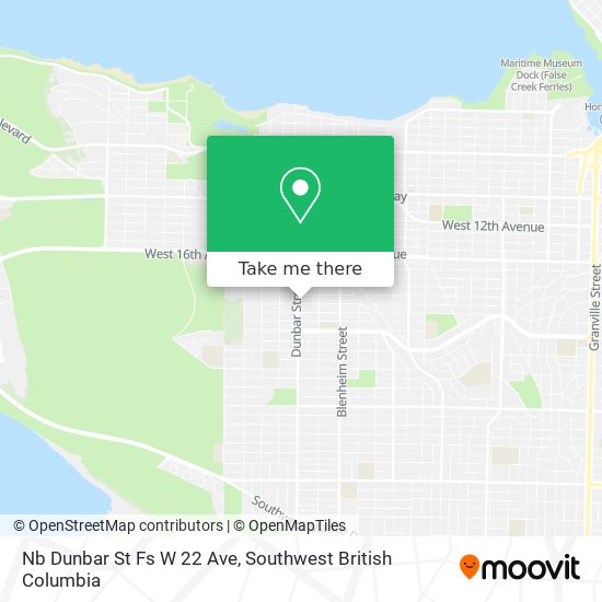 Nb Dunbar St Fs W 22 Ave map