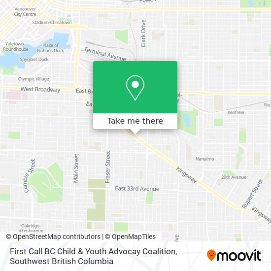 First Call BC Child & Youth Advocay Coalition map