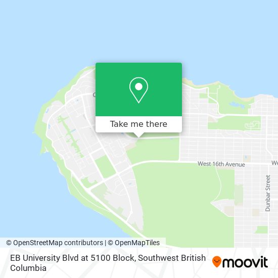 EB University Blvd at 5100 Block map