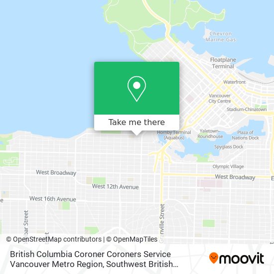 British Columbia Coroner Coroners Service Vancouver Metro Region map