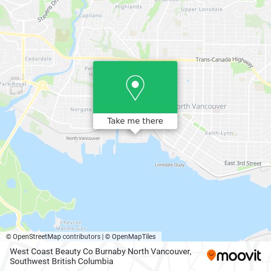 West Coast Beauty Co Burnaby North Vancouver map