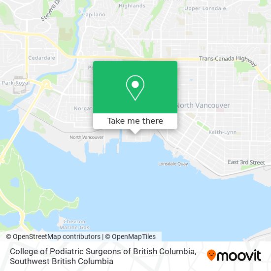 College of Podiatric Surgeons of British Columbia map