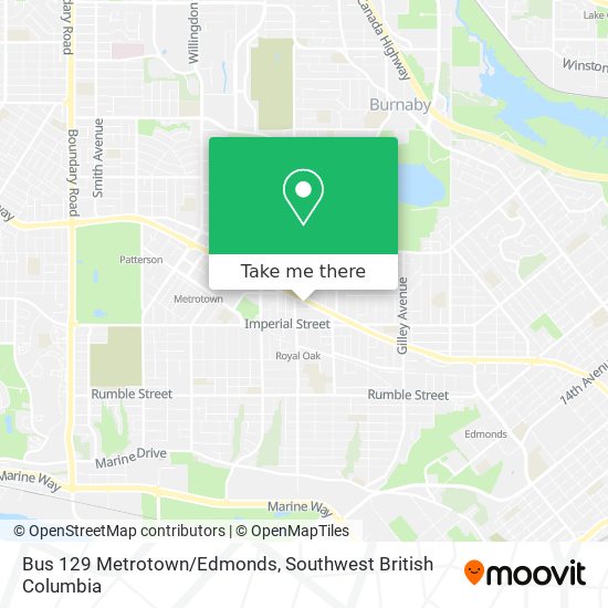 Bus 129 Metrotown/Edmonds map