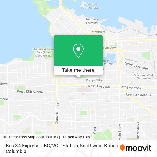 Bus 84 Express UBC/VCC Station map