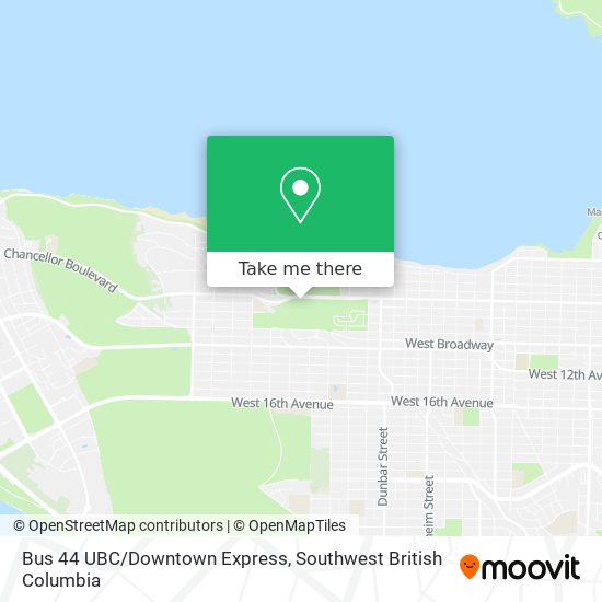 Bus 44 UBC/Downtown Express map