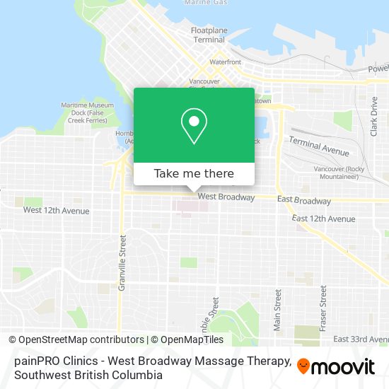 painPRO Clinics - West Broadway Massage Therapy map