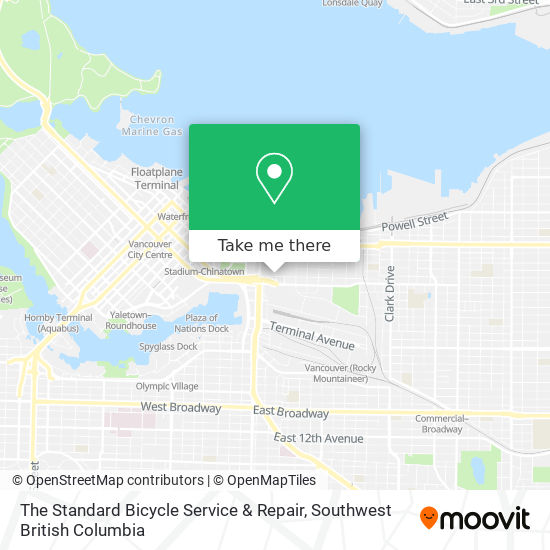 The Standard Bicycle Service & Repair map