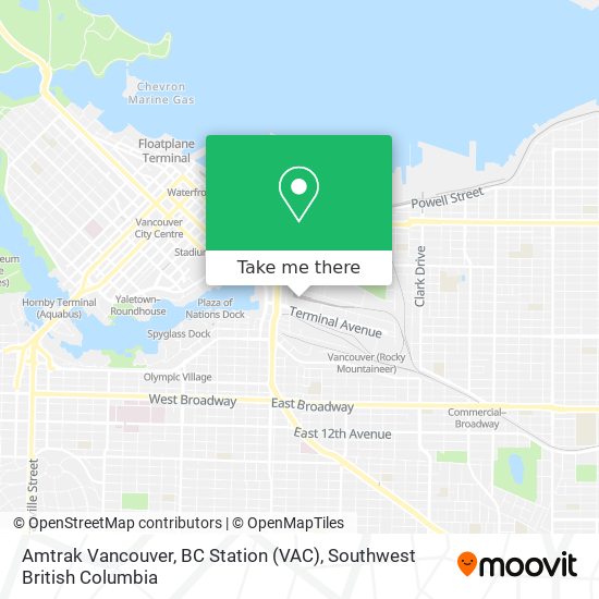 Amtrak Vancouver, BC Station (VAC) map