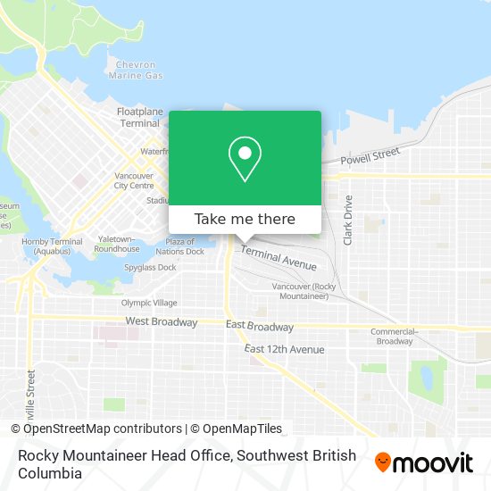Rocky Mountaineer Head Office map