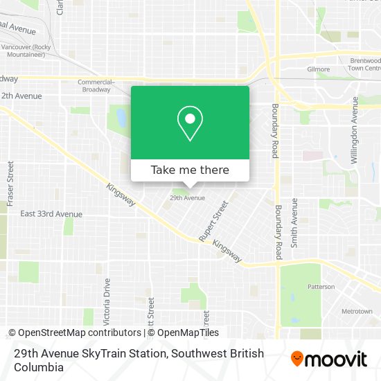 29th Avenue SkyTrain Station map