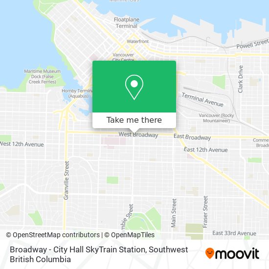 Broadway - City Hall SkyTrain Station map