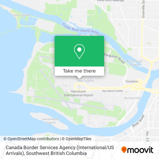 Canada Border Services Agency (International / US Arrivals) map