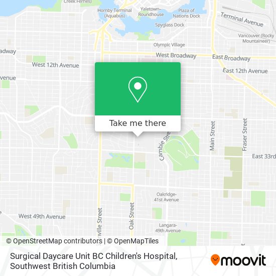 Surgical Daycare Unit BC Children's Hospital map