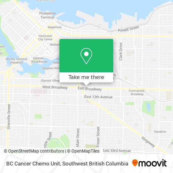 BC Cancer Chemo Unit map