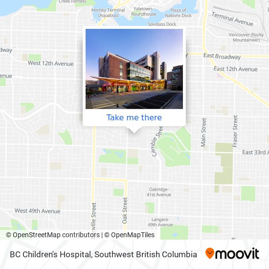 BC Children's Hospital map