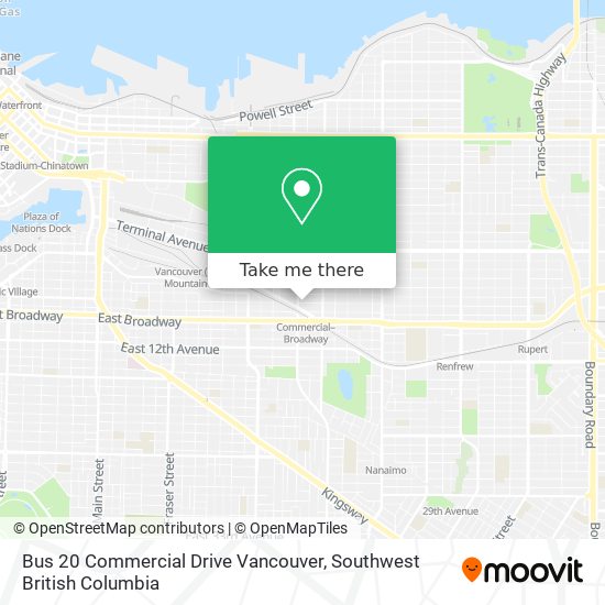 Bus 20 Commercial Drive Vancouver map