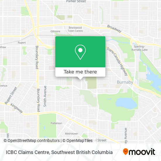 ICBC Claims Centre map