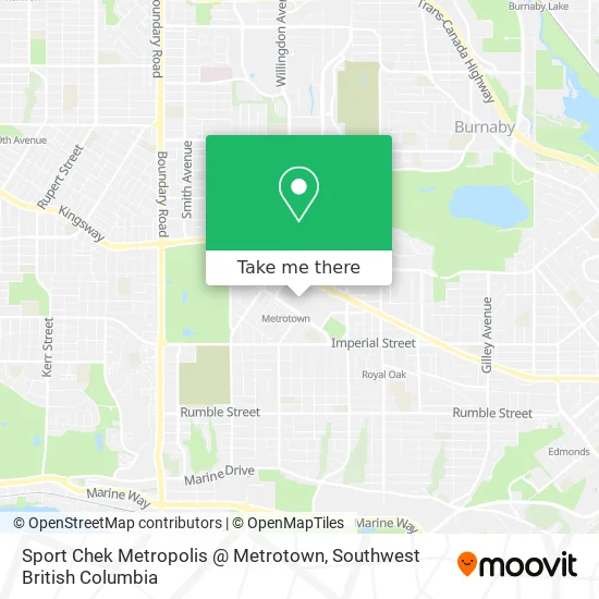 Sport Chek Metropolis @ Metrotown map