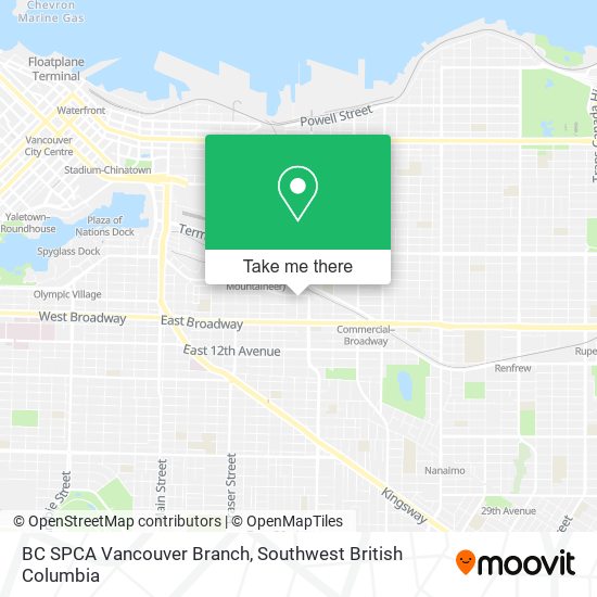 BC SPCA Vancouver Branch map