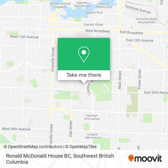 Ronald McDonald House BC map