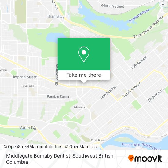 Middlegate Burnaby Dentist map