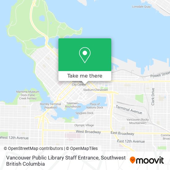 Vancouver Public Library Staff Entrance map