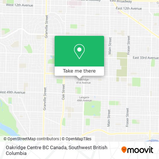 Oakridge Centre BC Canada map
