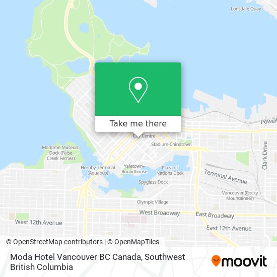Moda Hotel Vancouver BC Canada map
