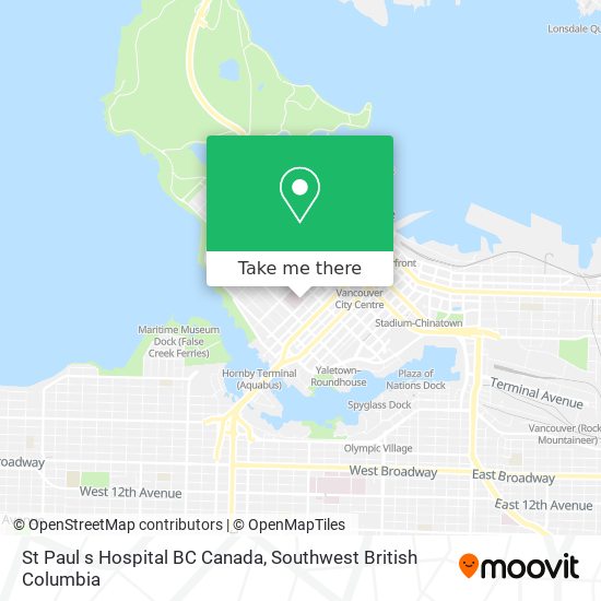St Paul s Hospital BC Canada map
