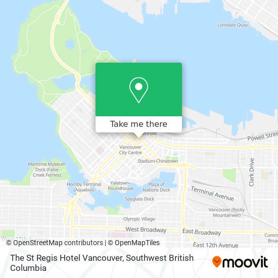 The St Regis Hotel Vancouver map