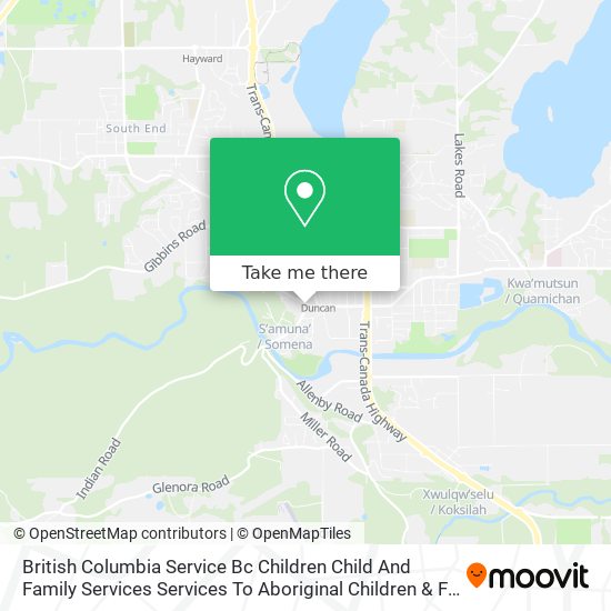 British Columbia Service Bc Children Child And Family Services Services To Aboriginal Children & Fa map